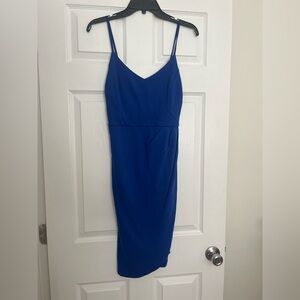 Chic Royal Blue Midi Dress with Spaghetti Straps
